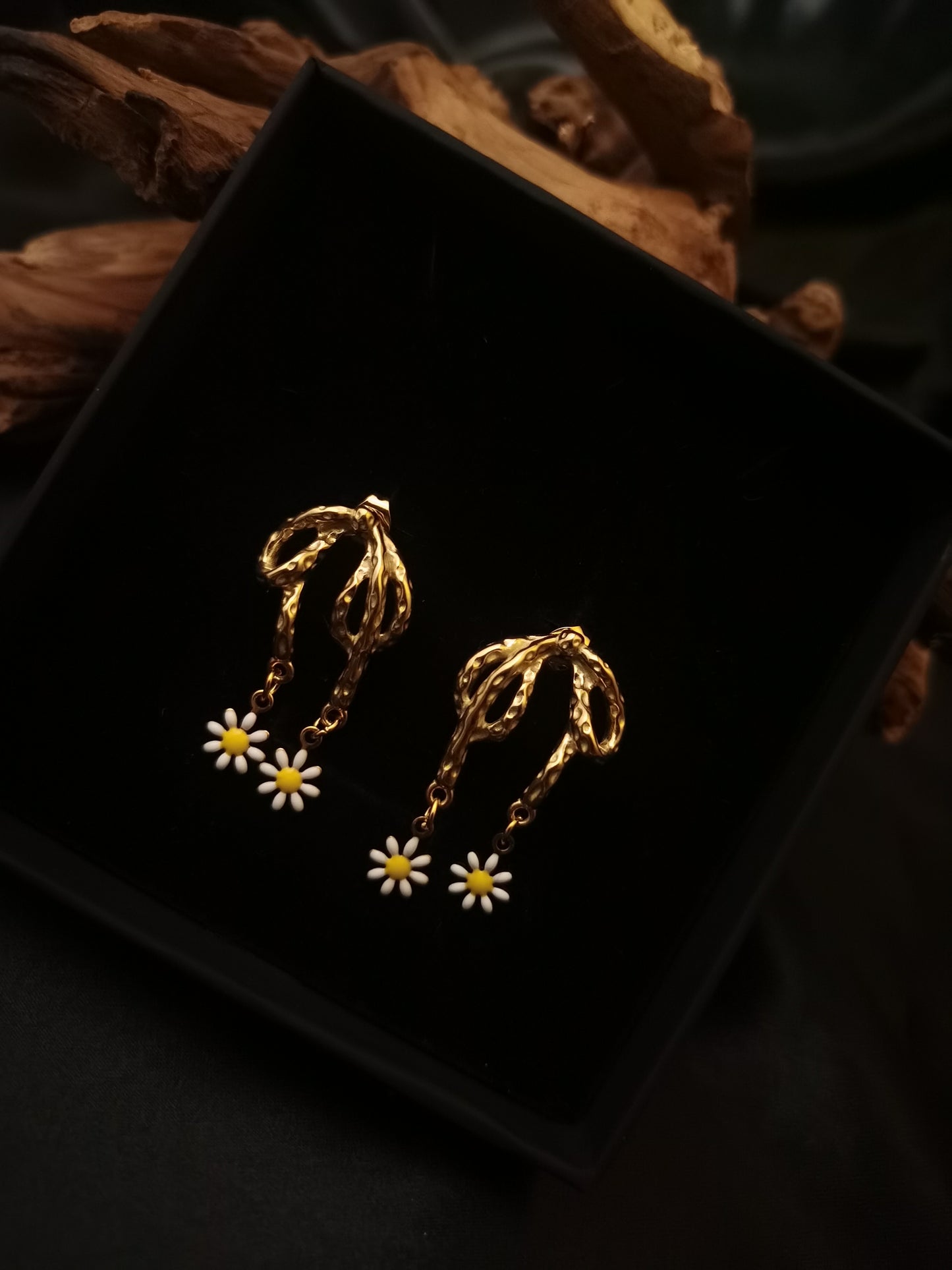 Bow knot Earrings daisy 18k gold-plated Titanium Steel GMJE004