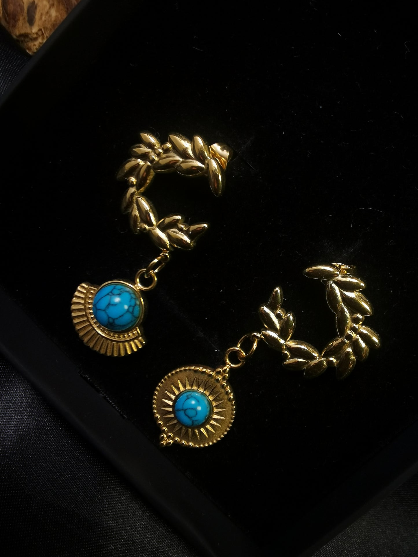 Ear of Wheat Earrings 18k gold-plated Titanium Steel Natrual stone GMJE014