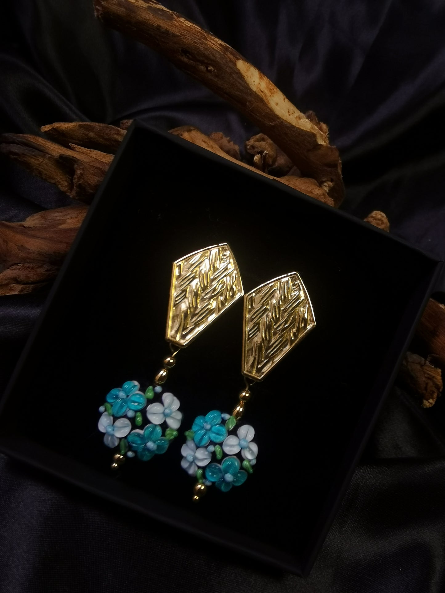 Coffin Earrings 18k gold-plated Titanium Steel 3D Flower GMJE018