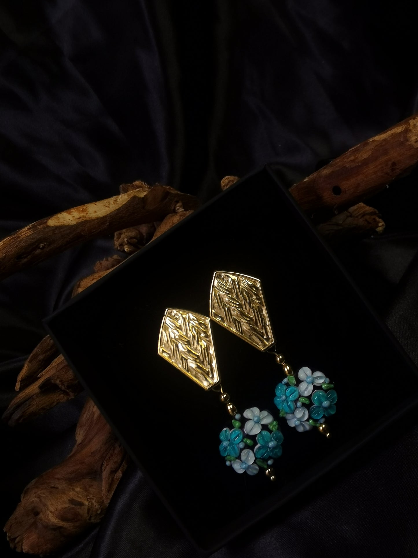Coffin Earrings 18k gold-plated Titanium Steel 3D Flower GMJE018