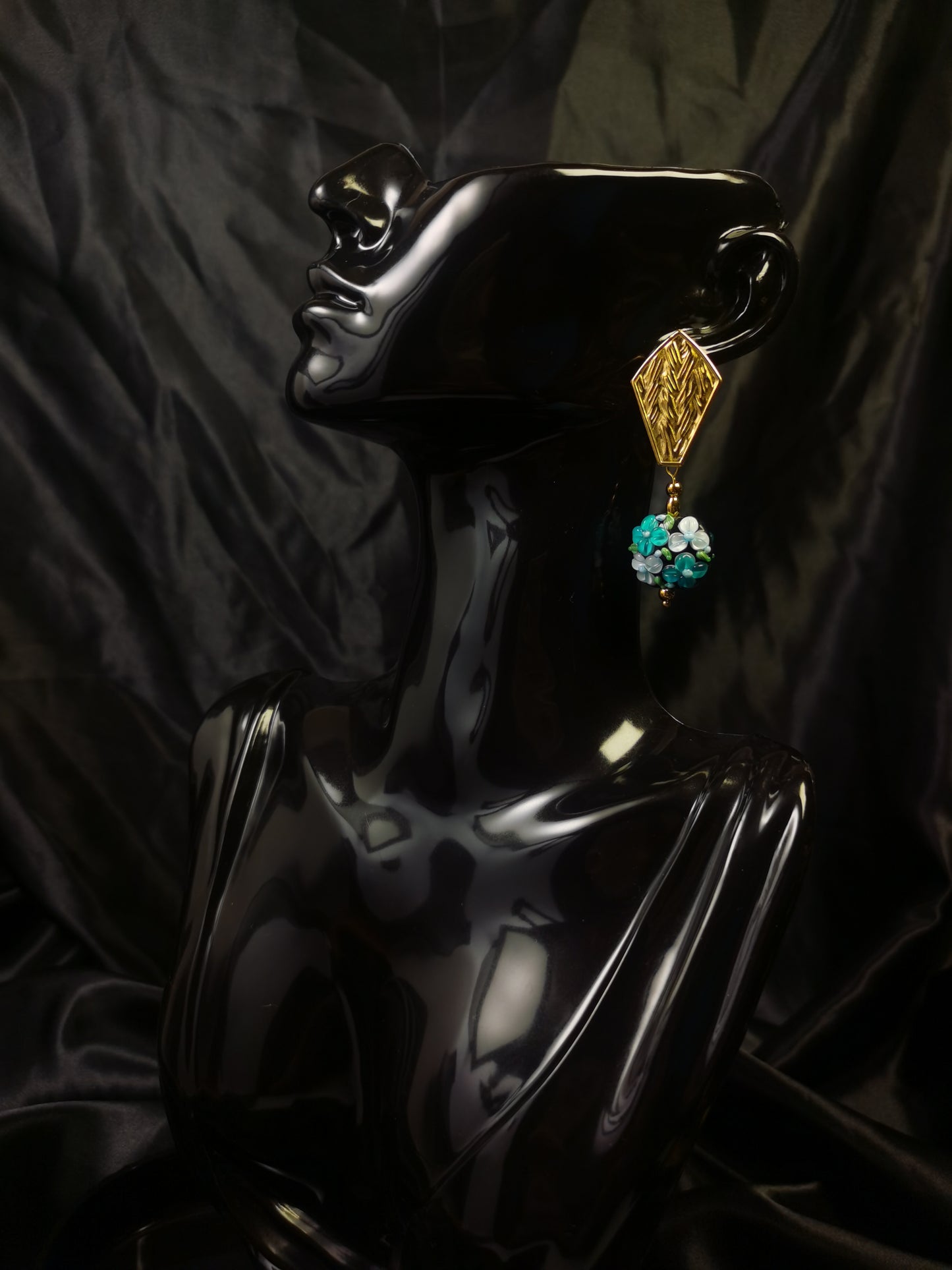 Coffin Earrings 18k gold-plated Titanium Steel 3D Flower GMJE018