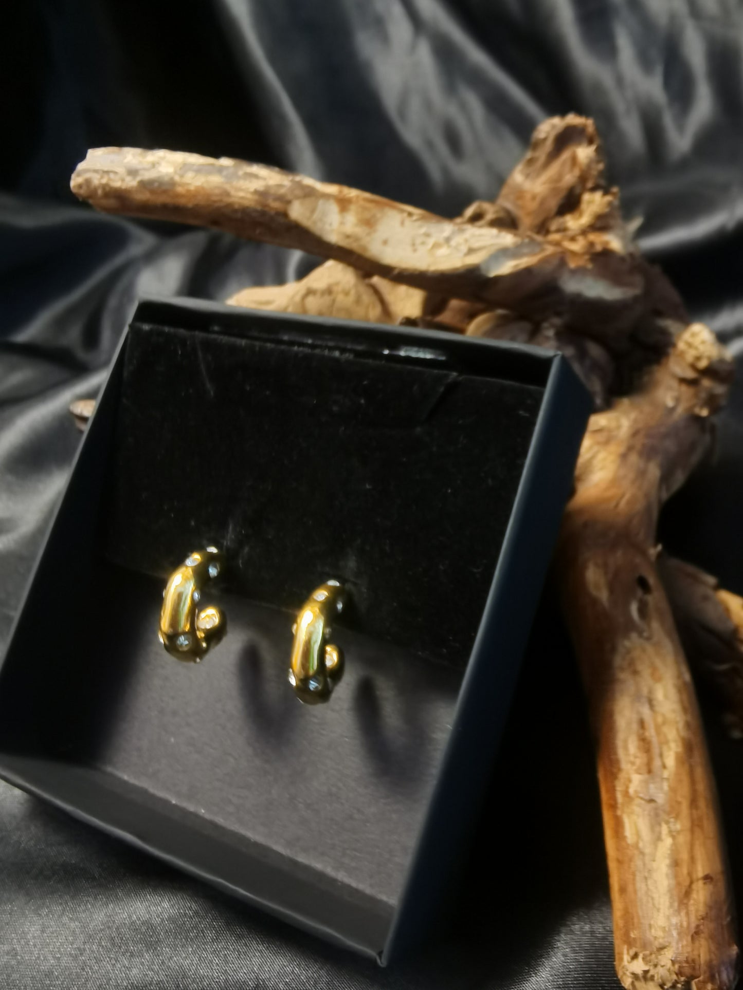C hoop Zircon Earrings 18k gold-plated Titanium Steel GMJE034