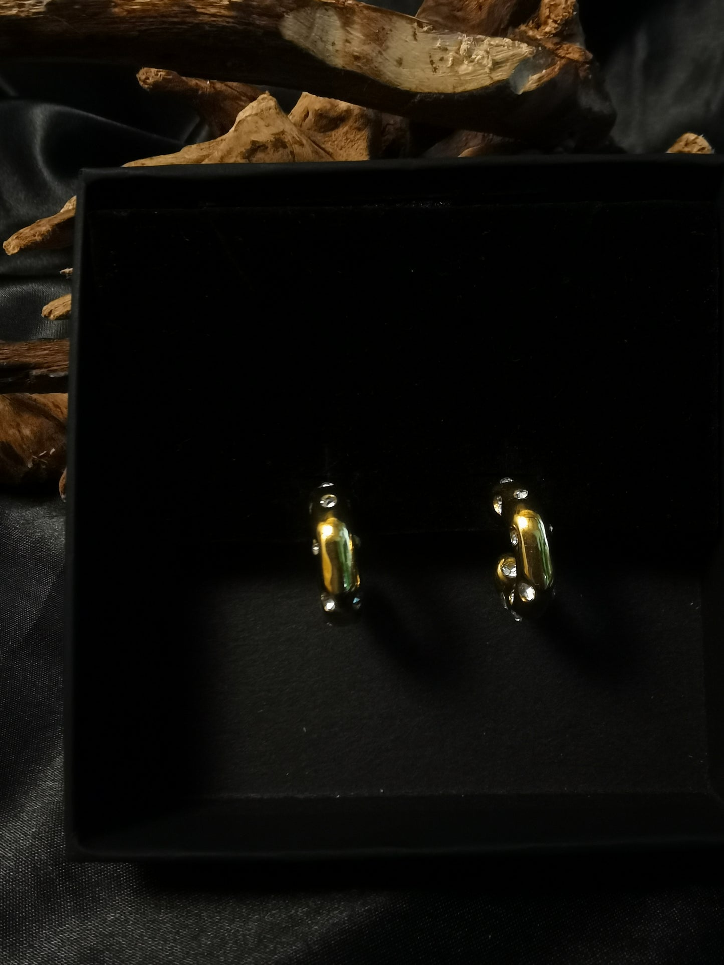 C hoop Zircon Earrings 18k gold-plated Titanium Steel GMJE034