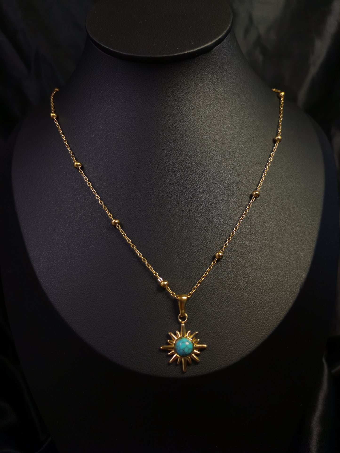 Natrual Stone Necklace 18k gold-plated Titanium Steel Ball chain Trendy Jewelry 2025 GMJN018