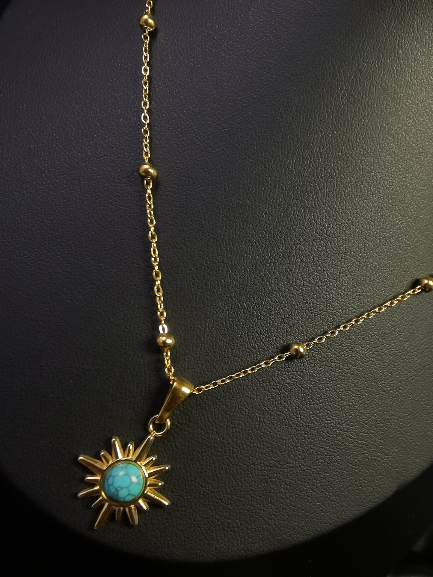 Natrual Stone Necklace 18k gold-plated Titanium Steel Ball chain Trendy Jewelry 2025 GMJN018