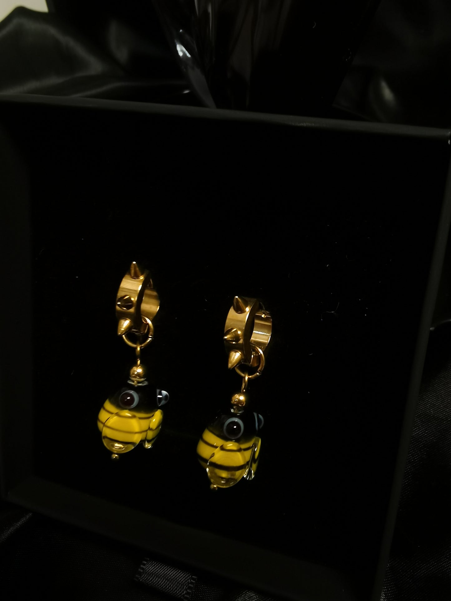 Hoop Earrings 18k gold-plated Titanium Steel Rivet glass GMJE050
