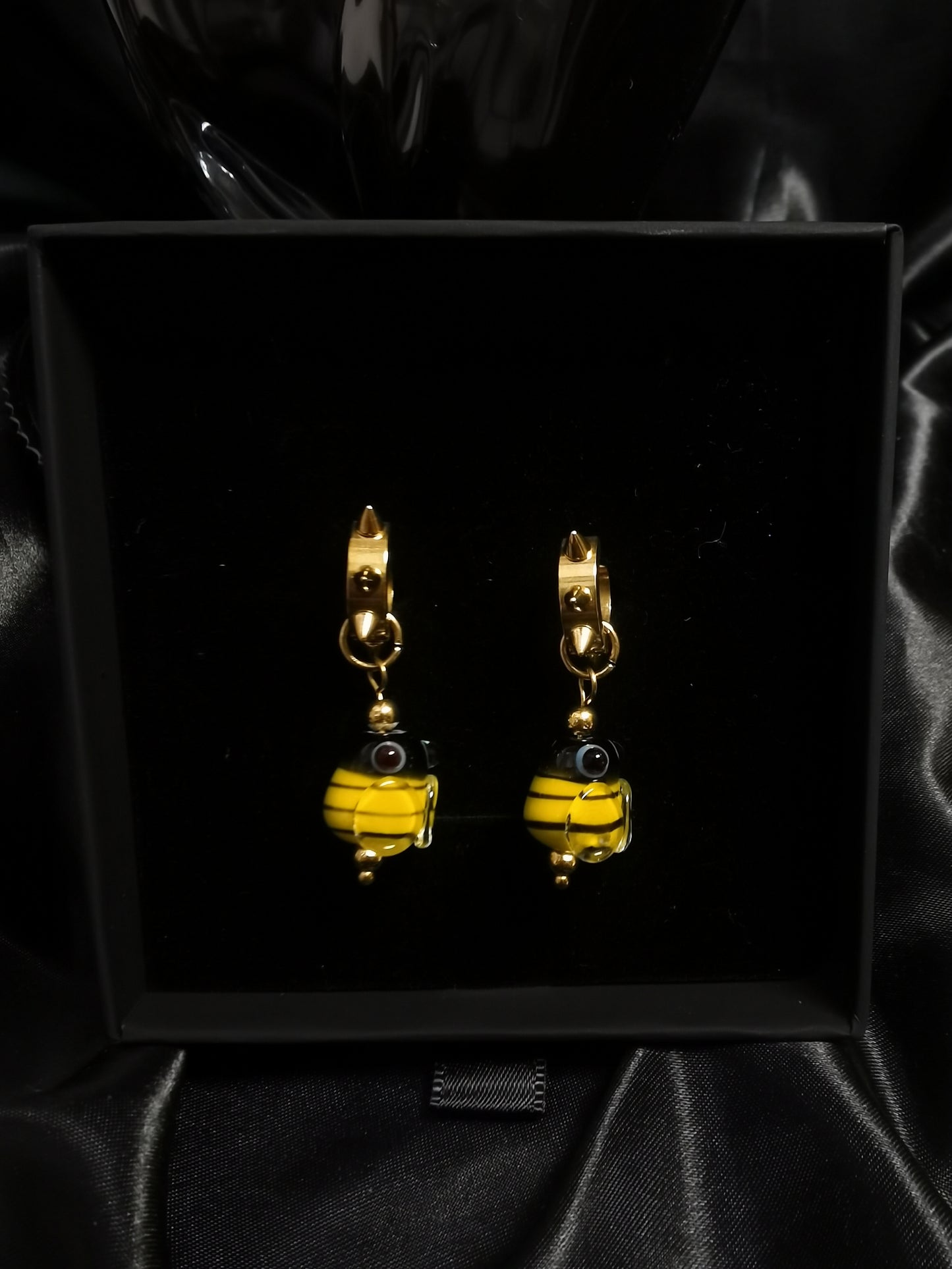 Hoop Earrings 18k gold-plated Titanium Steel Rivet glass GMJE050
