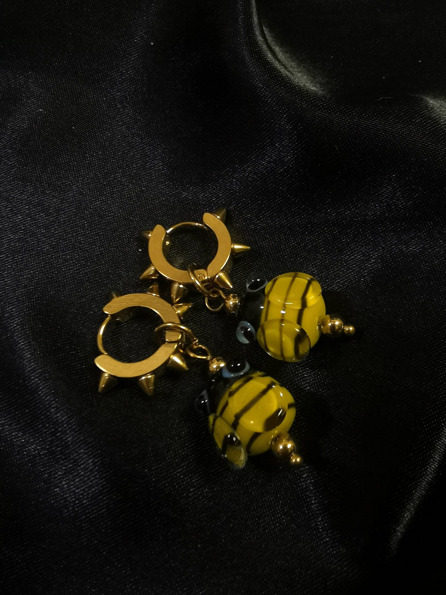 Hoop Earrings 18k gold-plated Titanium Steel Rivet glass GMJE050