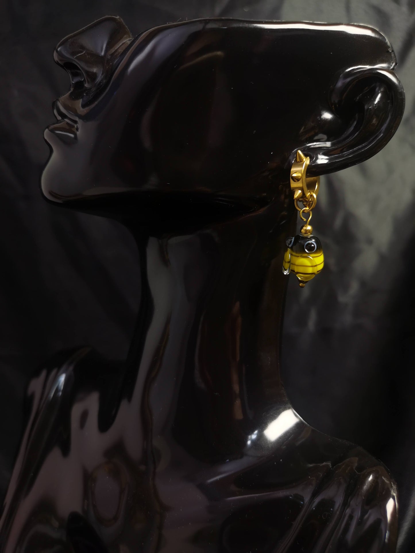 Hoop Earrings 18k gold-plated Titanium Steel Rivet glass GMJE050