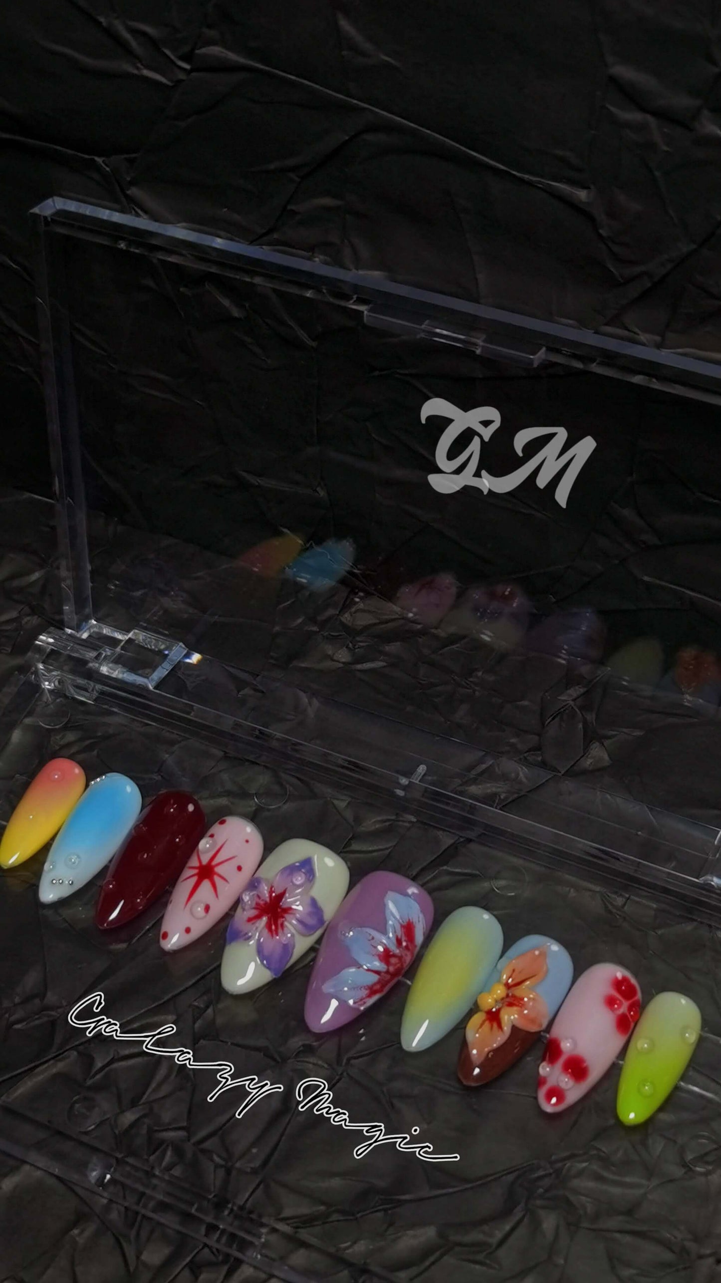 (L Size) 3D Flower Handmade Press on Nails