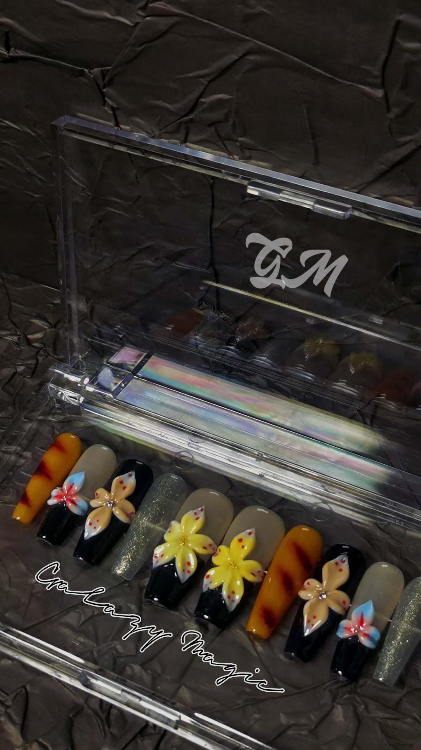 (S Size) 3D Flower Handmade Press on Nails