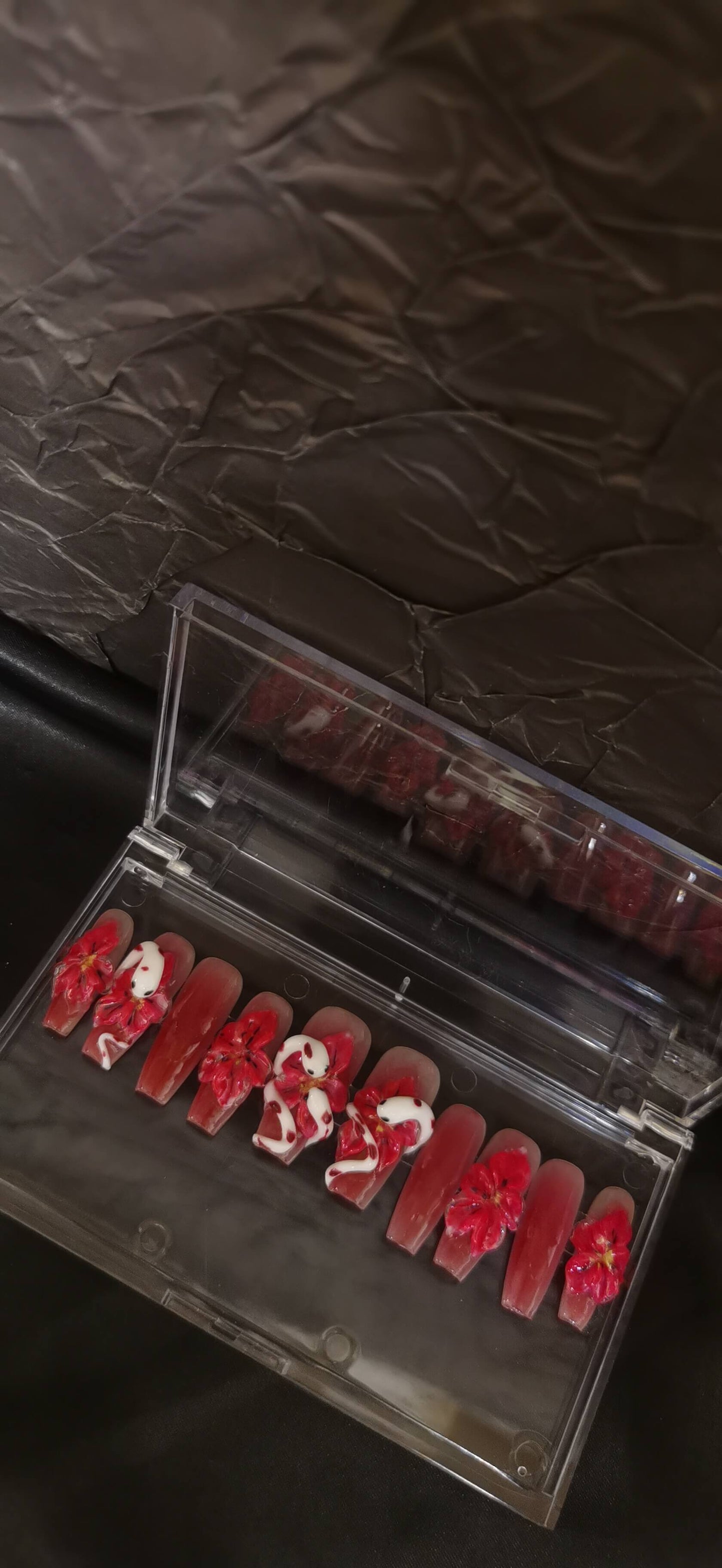 (L Size) 3D Flower Handmade Press on Nails