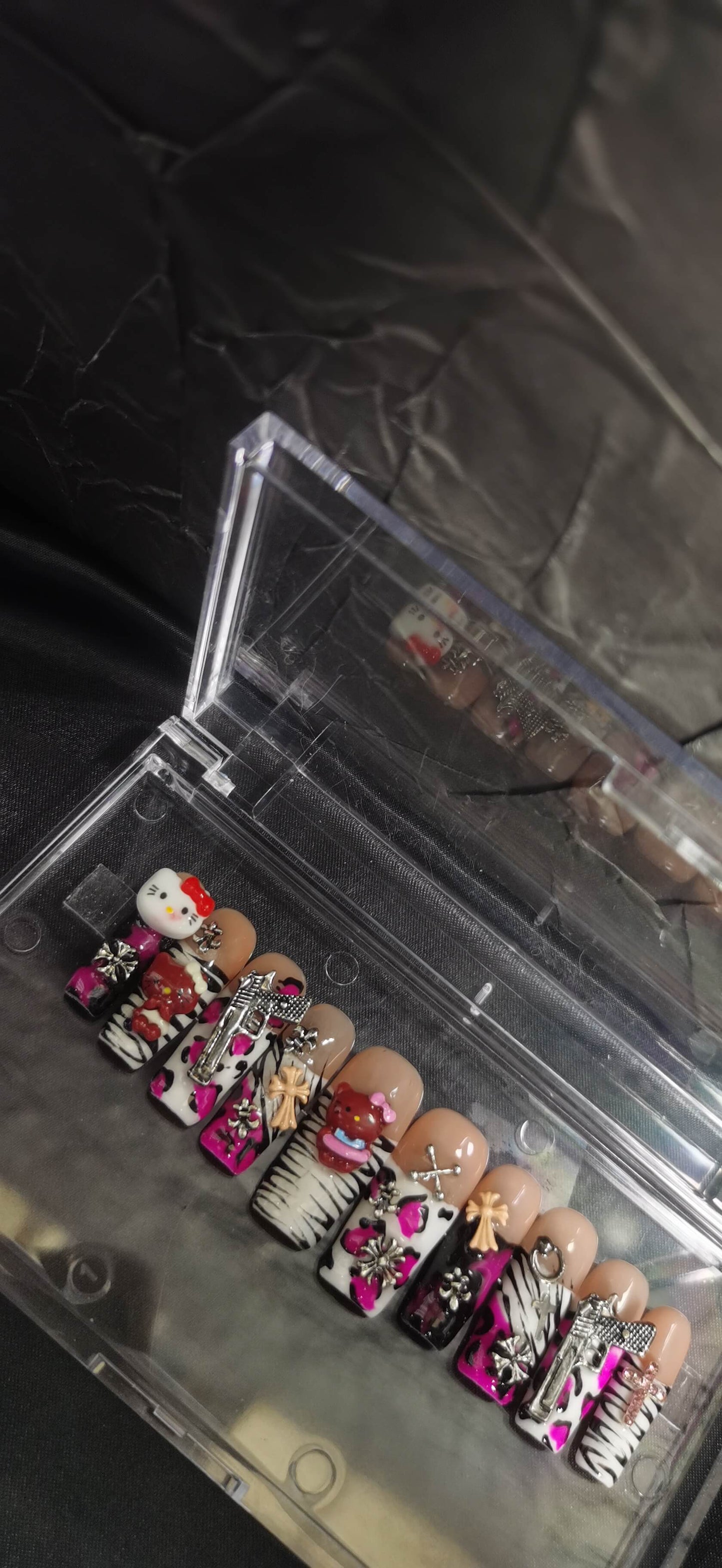 (S Size) 3D Flower Handmade Press on Nails
