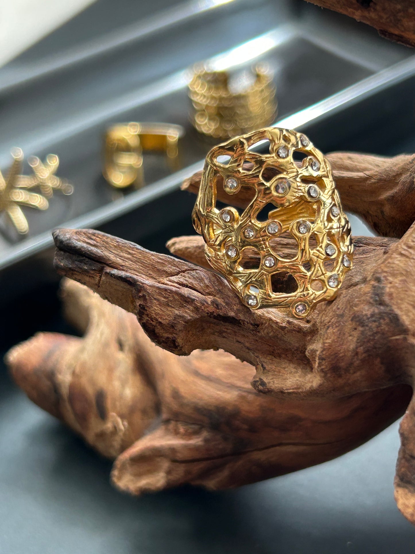 Galaxy Ring 18 Karat vergoldeter Titanstahl GMJR006