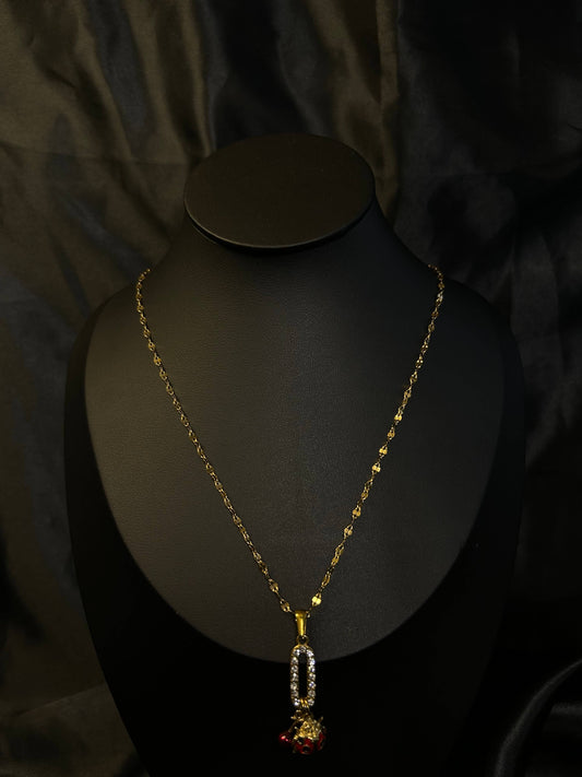 Cherry Ladybug Necklace 18k gold-plated Titanium Steel Lip chain Trendy Jewelry 2025 GMJN001