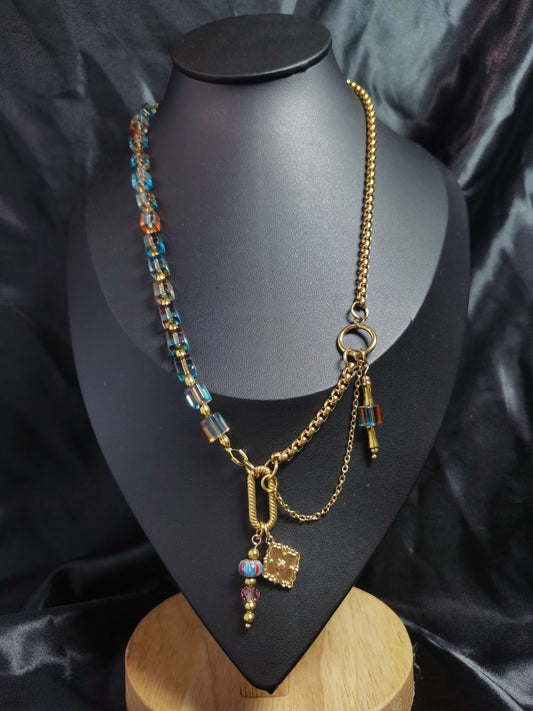 Joint Necklace 18k gold-plated Titanium Steel  Glass chain Trendy Jewelry 2025 GMJN004