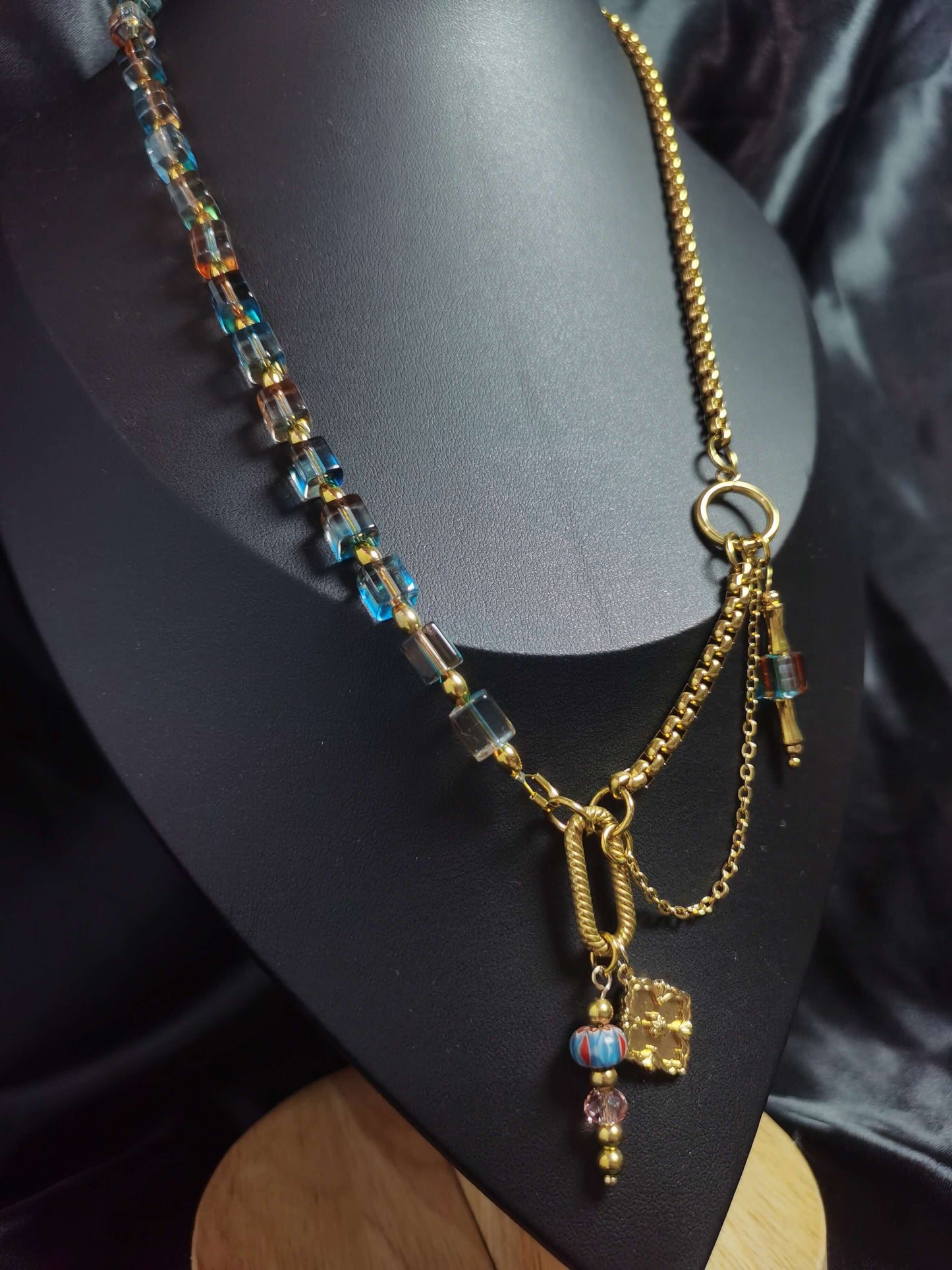 Joint Necklace 18k gold-plated Titanium Steel  Glass chain Trendy Jewelry 2025 GMJN004