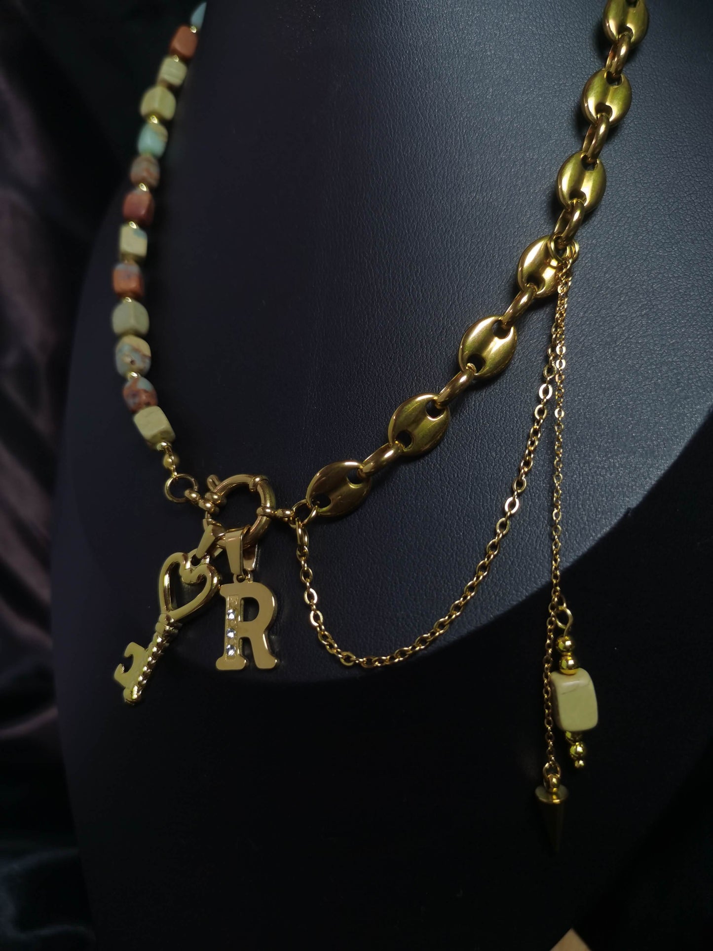 Joint Necklace 18k gold-plated Titanium Steel Stone&Pignose chain Trendy Jewelry 2025 GMJN006
