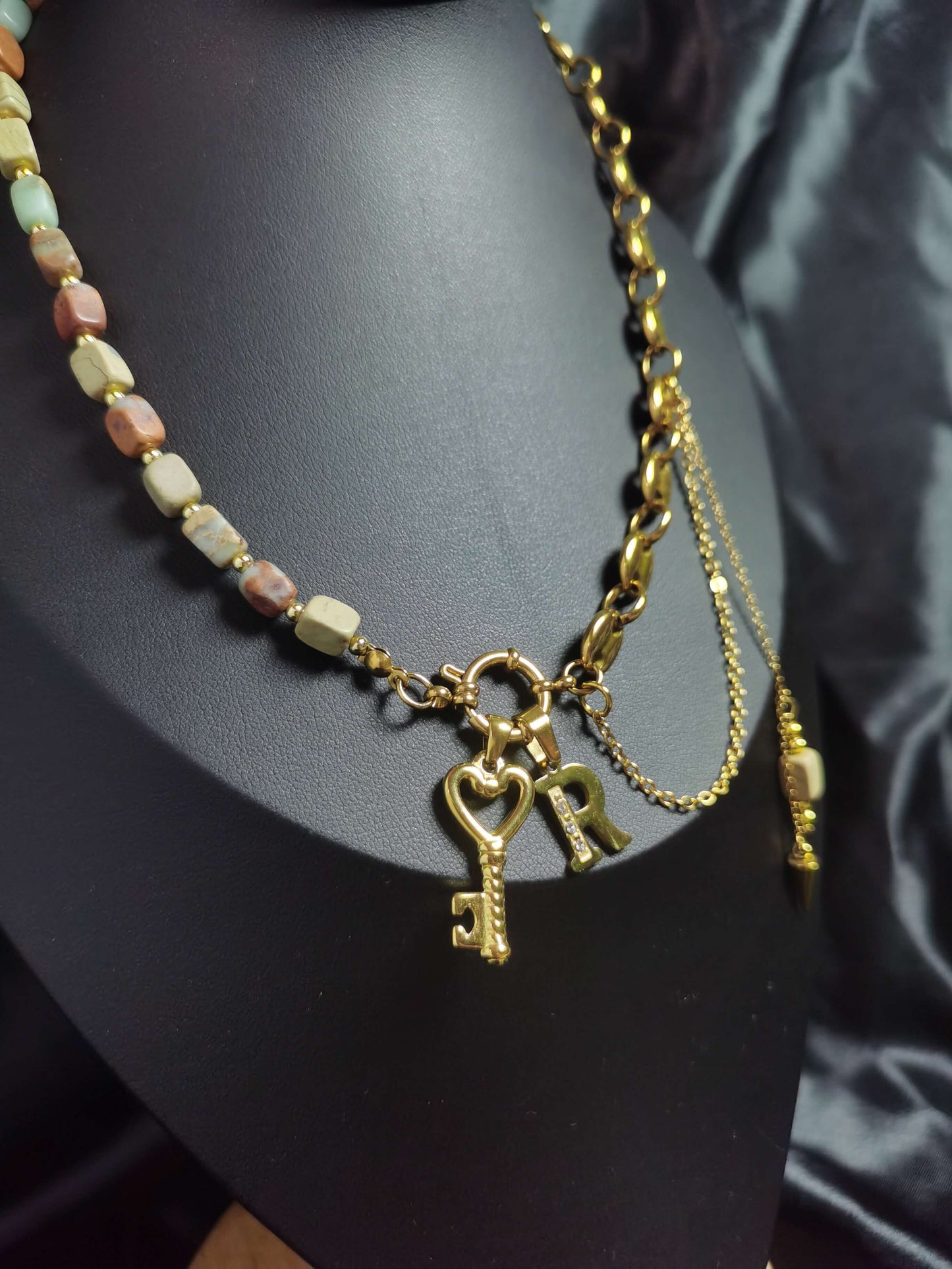Joint Necklace 18k gold-plated Titanium Steel Stone&Pignose chain Trendy Jewelry 2025 GMJN006