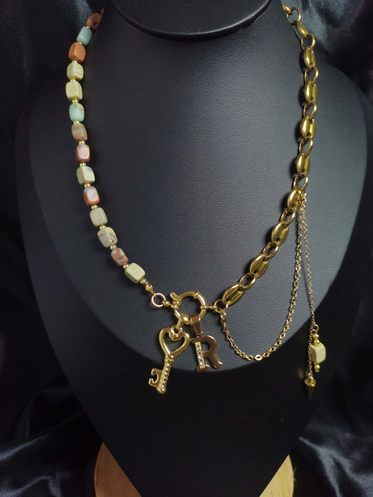 Joint Necklace 18k gold-plated Titanium Steel Stone&Pignose chain Trendy Jewelry 2025 GMJN006