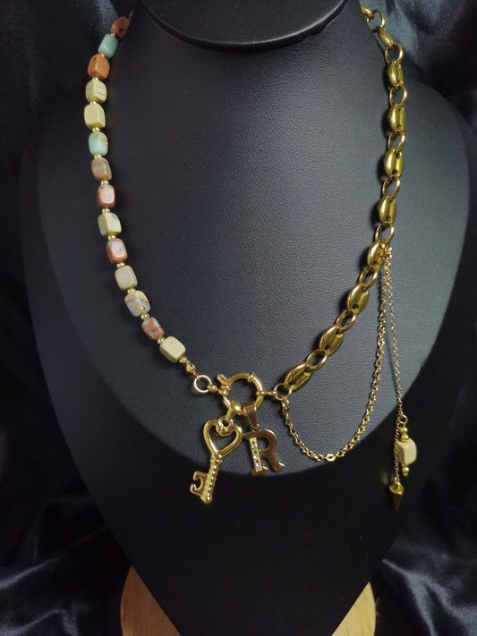 Joint Necklace 18k gold-plated Titanium Steel Stone&Pignose chain Trendy Jewelry 2025 GMJN006