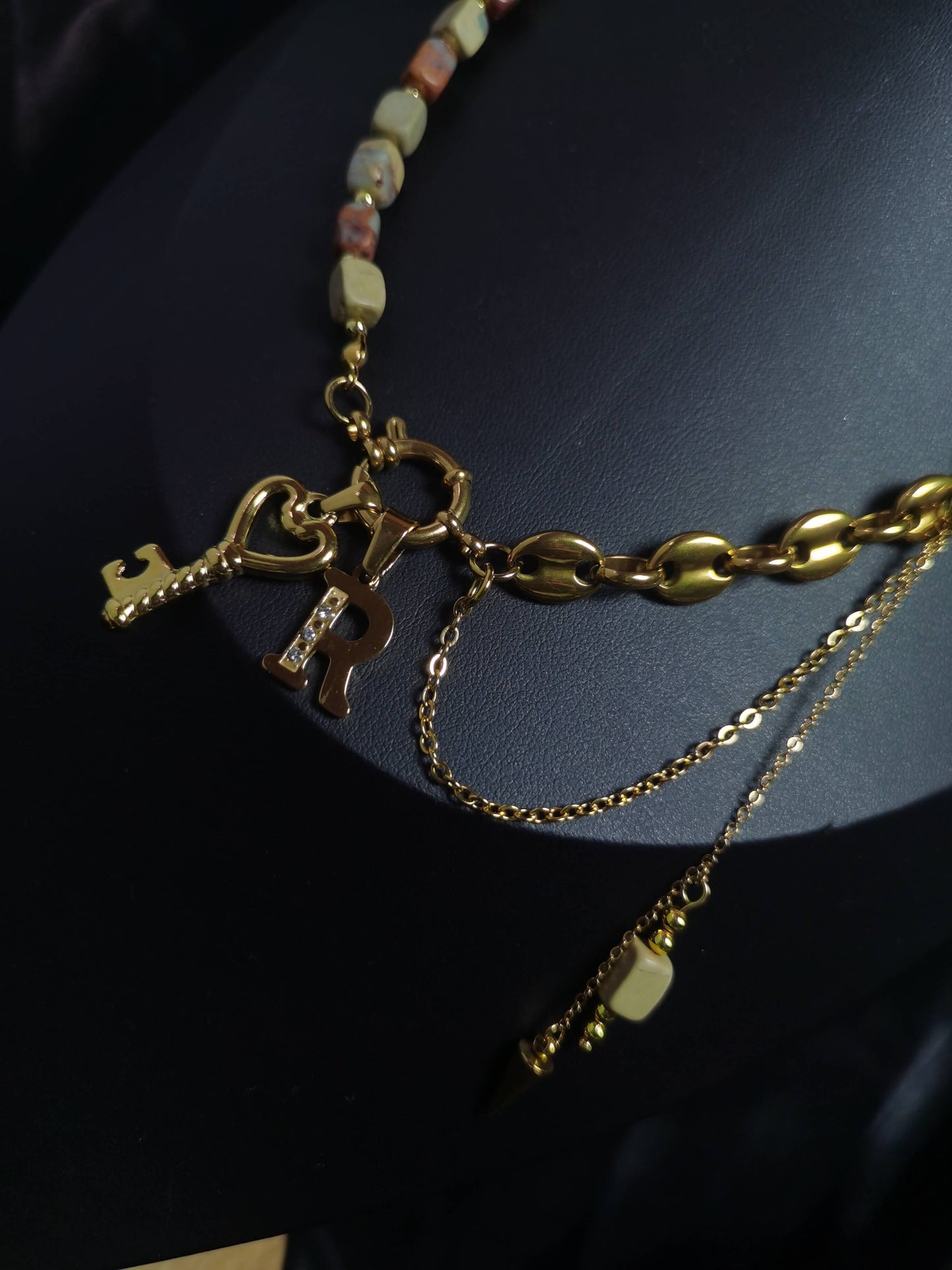 Joint Necklace 18k gold-plated Titanium Steel Stone&Pignose chain Trendy Jewelry 2025 GMJN006
