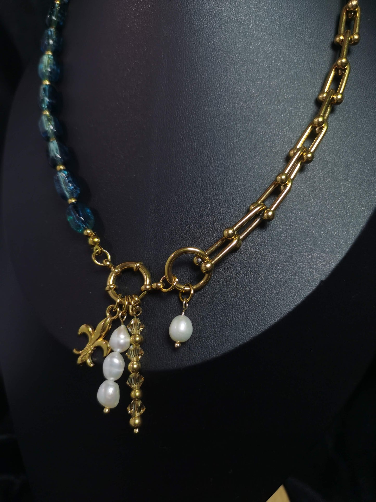 Joint Necklace 18k gold-plated Titanium Steel Glass&Horseshoe chain Trendy Jewelry 2025 GMJN007
