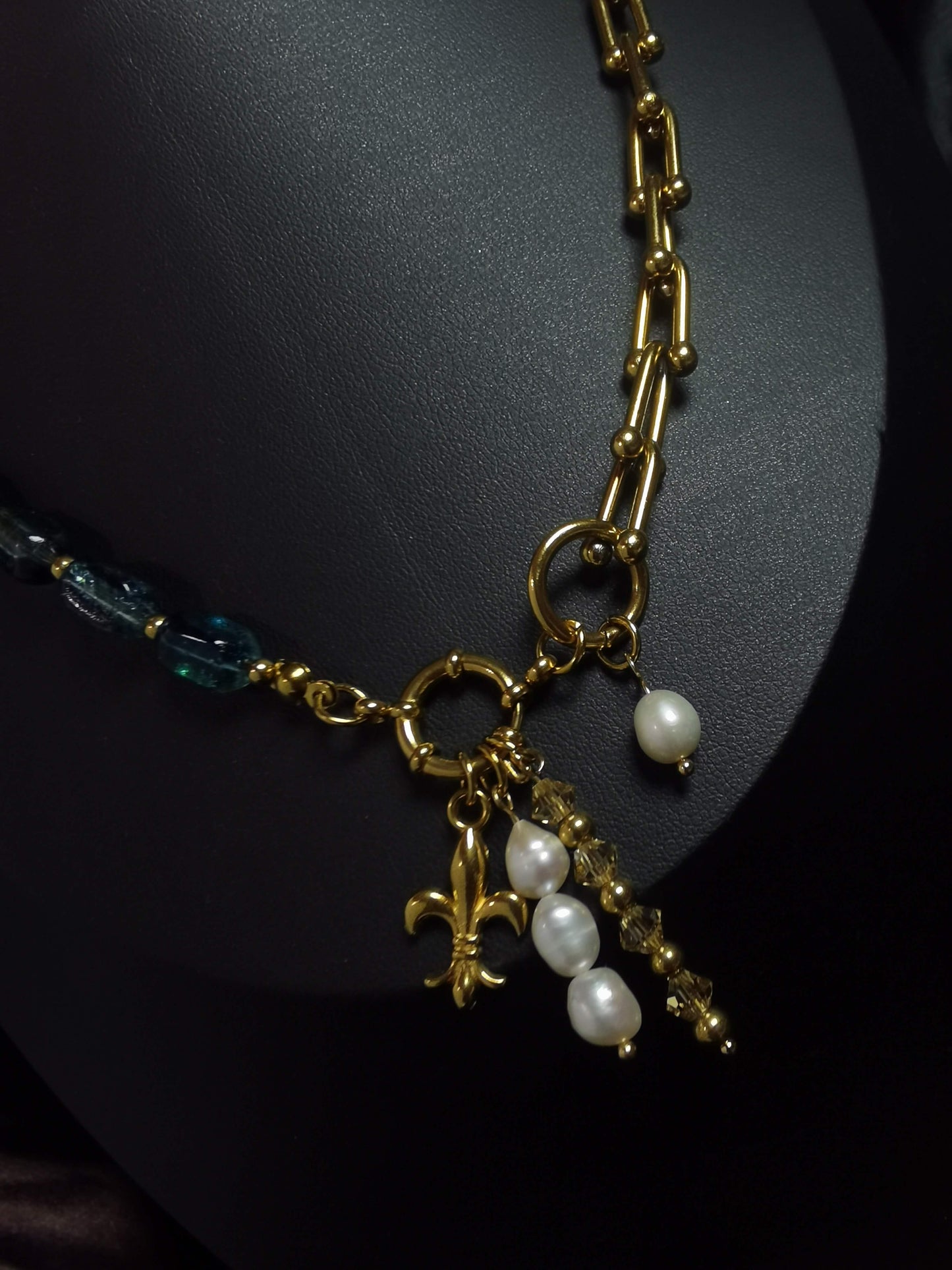 Joint Necklace 18k gold-plated Titanium Steel Glass&Horseshoe chain Trendy Jewelry 2025 GMJN007
