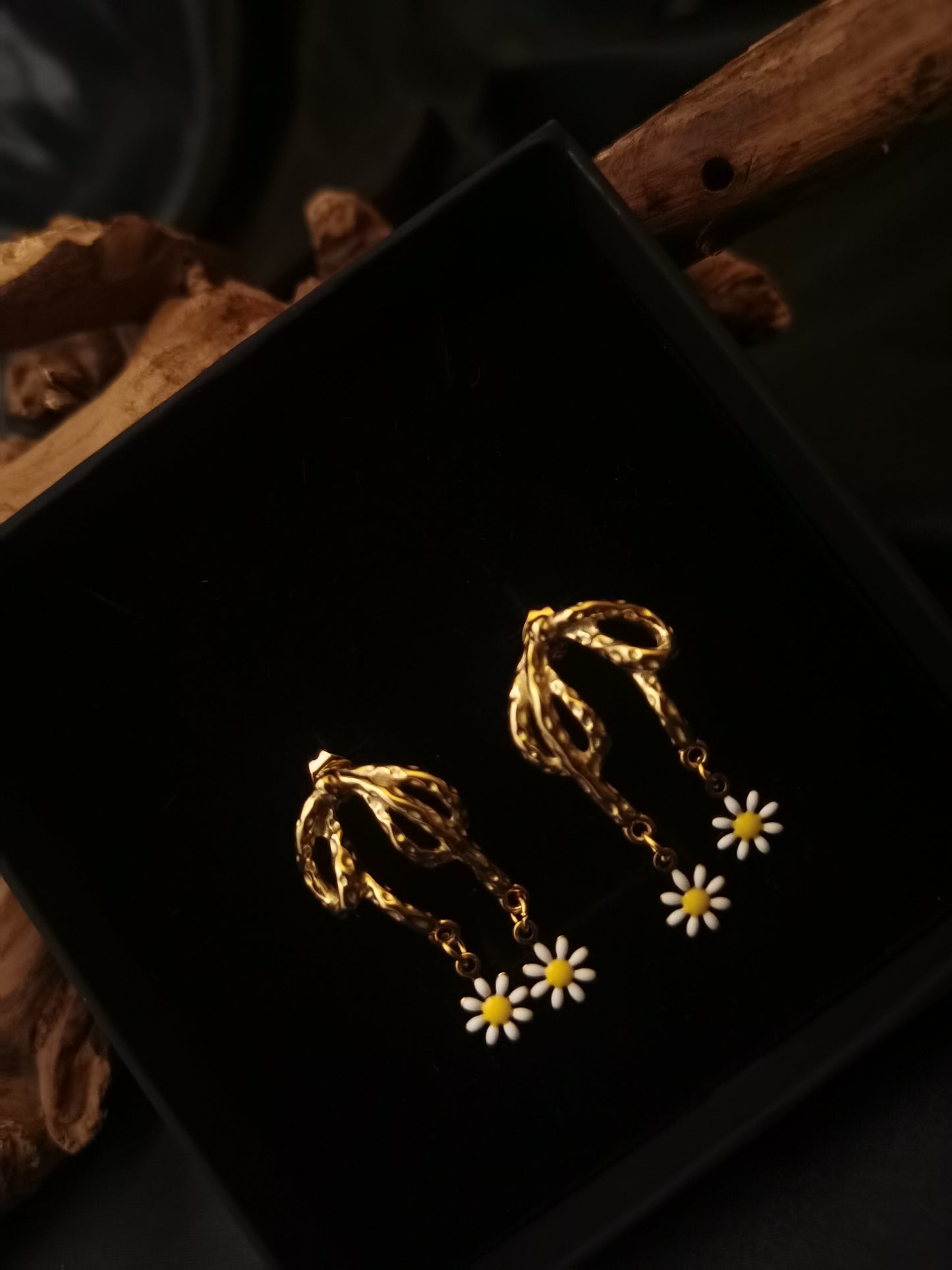 Bow knot Earrings daisy  18k gold-plated Titanium Steel GMJE004