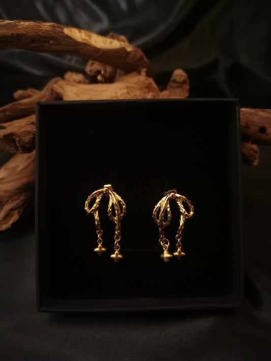 Bow knot Earrings tiny starry 18k gold-plated Titanium Steel GMJE002