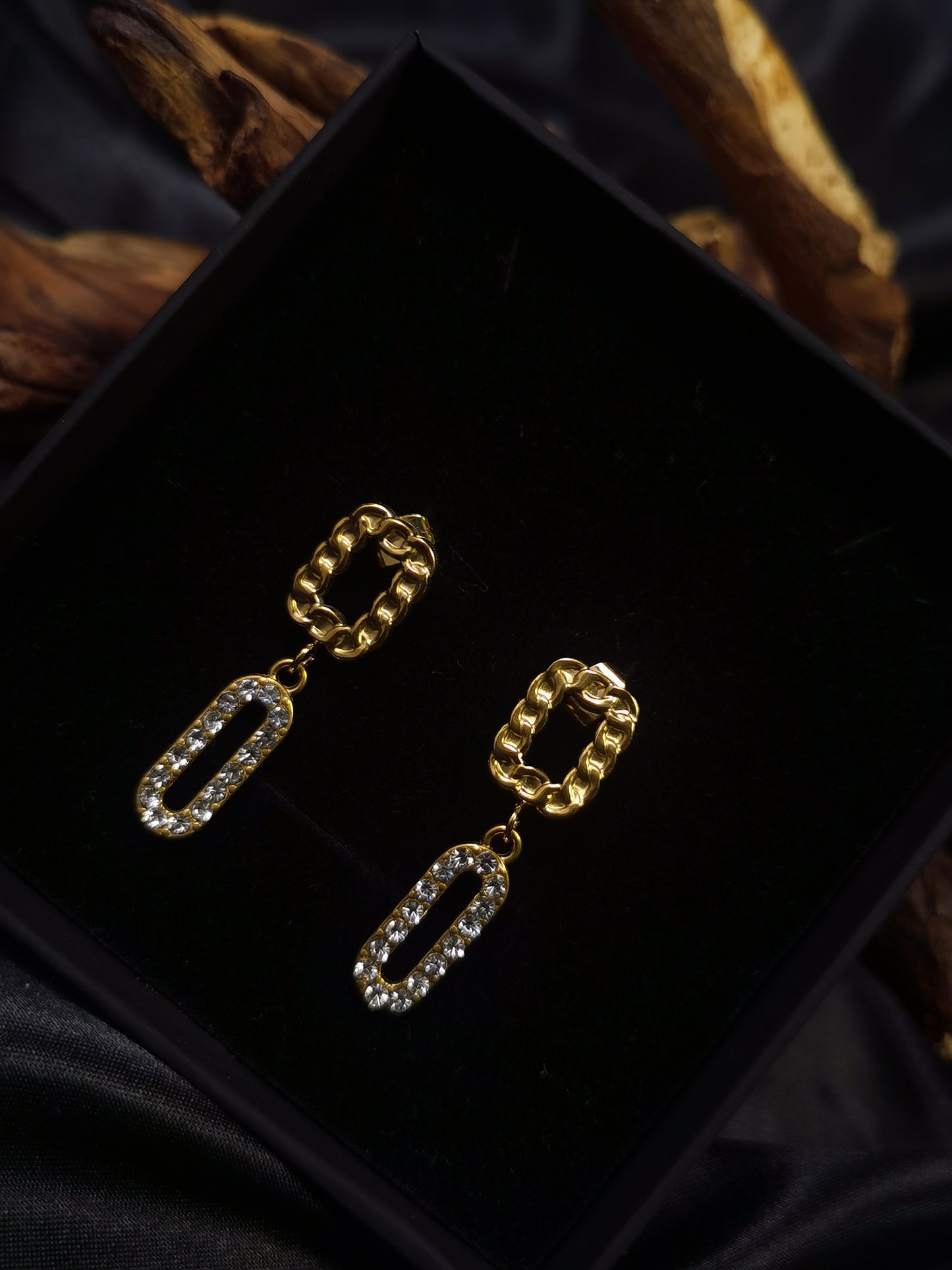 Cuban square Earrings 18k gold-plated Titanium Steel zircon GMJE013