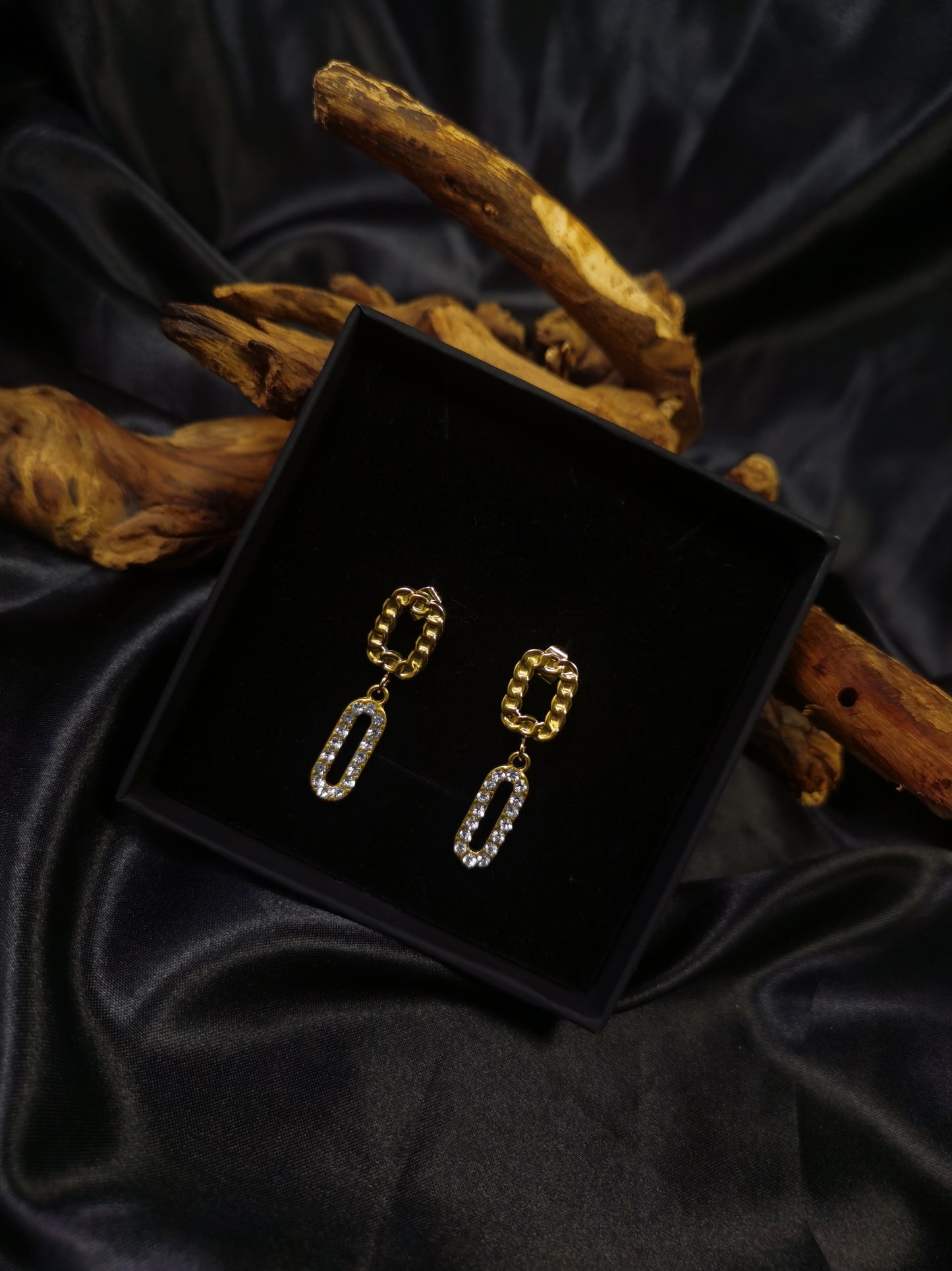Cuban square Earrings 18k gold-plated Titanium Steel zircon GMJE013