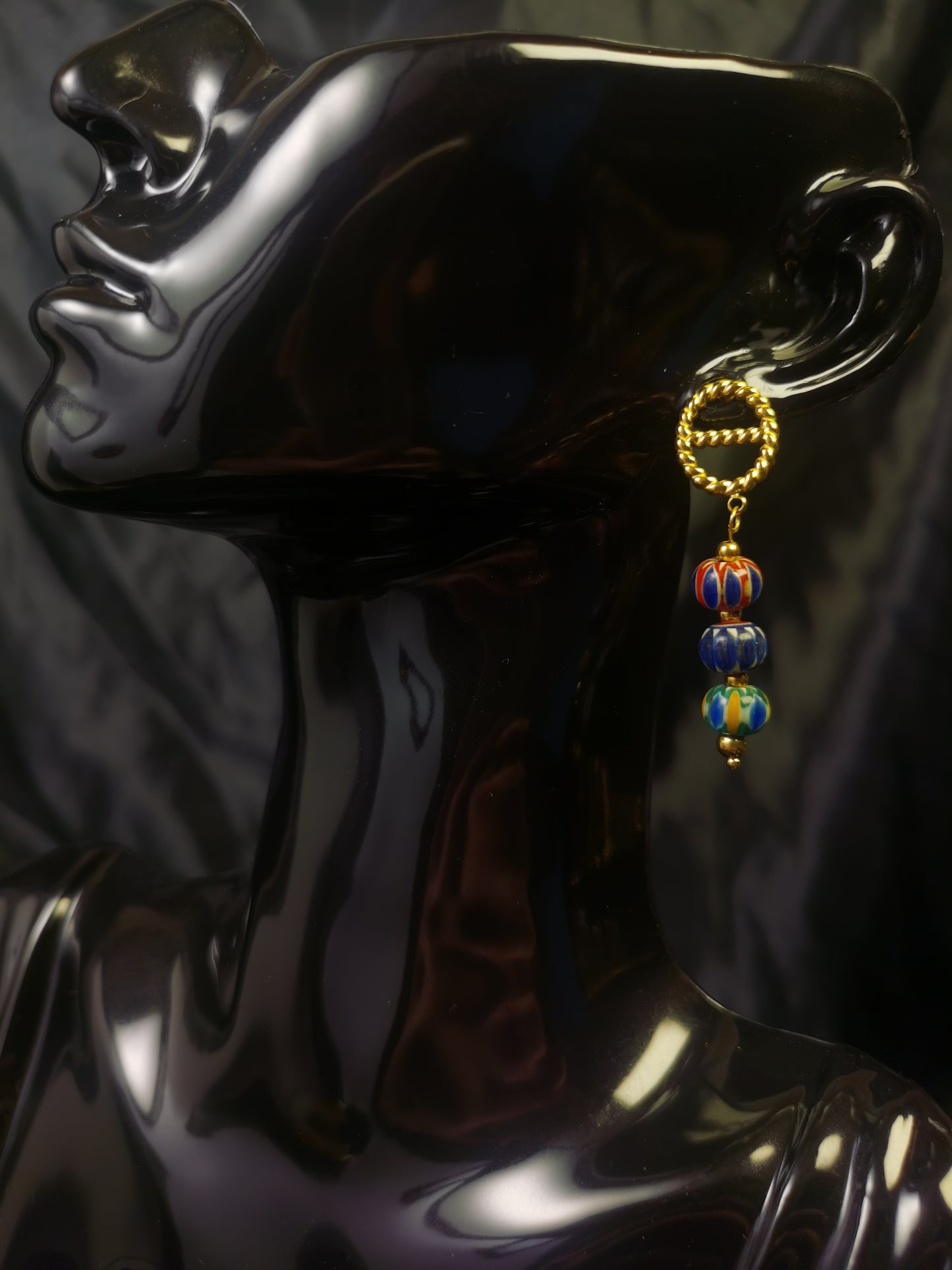 Pig Nose Earrings 18k gold-plated Titanium Steel Nepal Stone pendant GMJE027