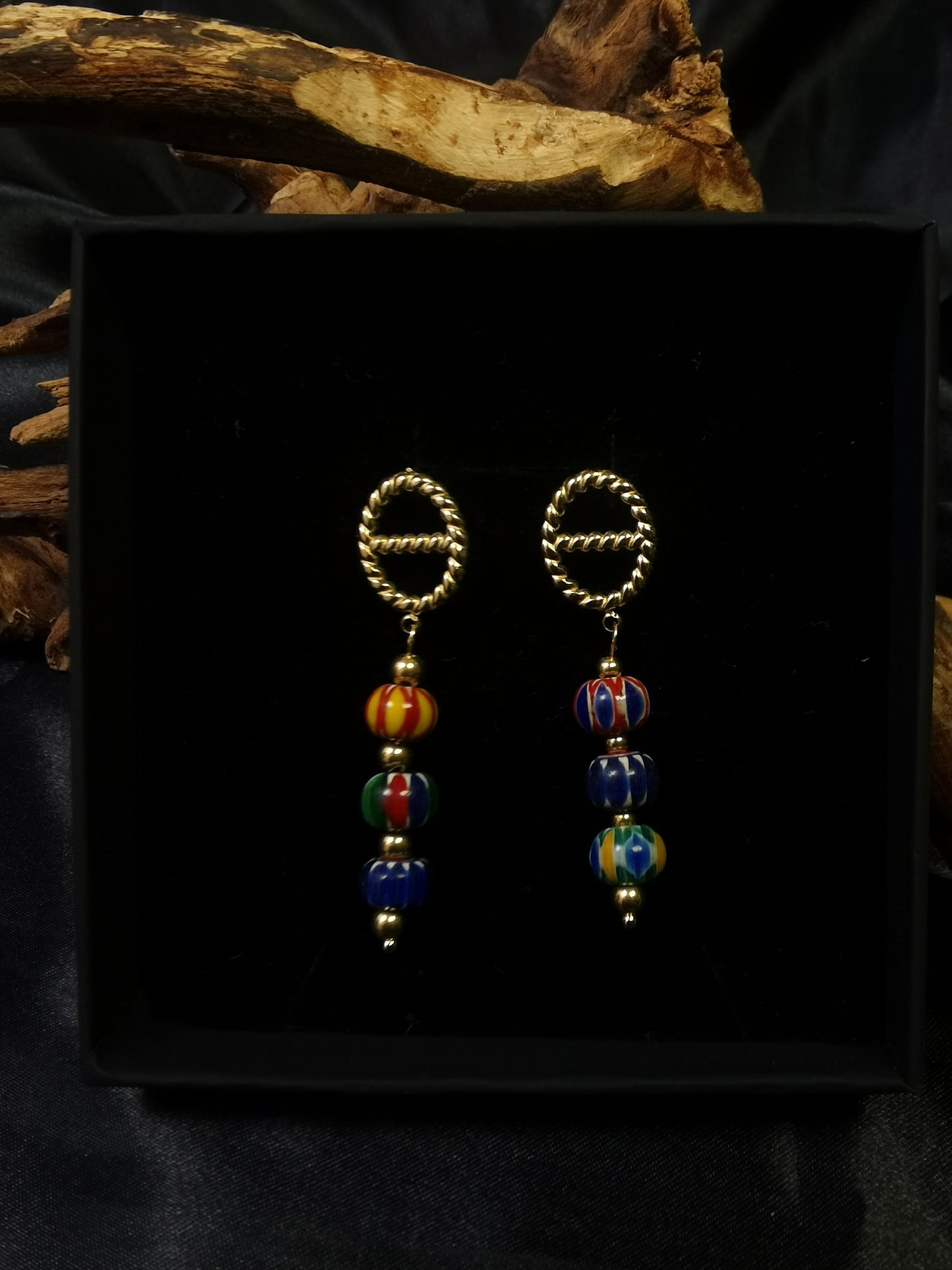 Pig Nose Earrings 18k gold-plated Titanium Steel Nepal Stone pendant GMJE027