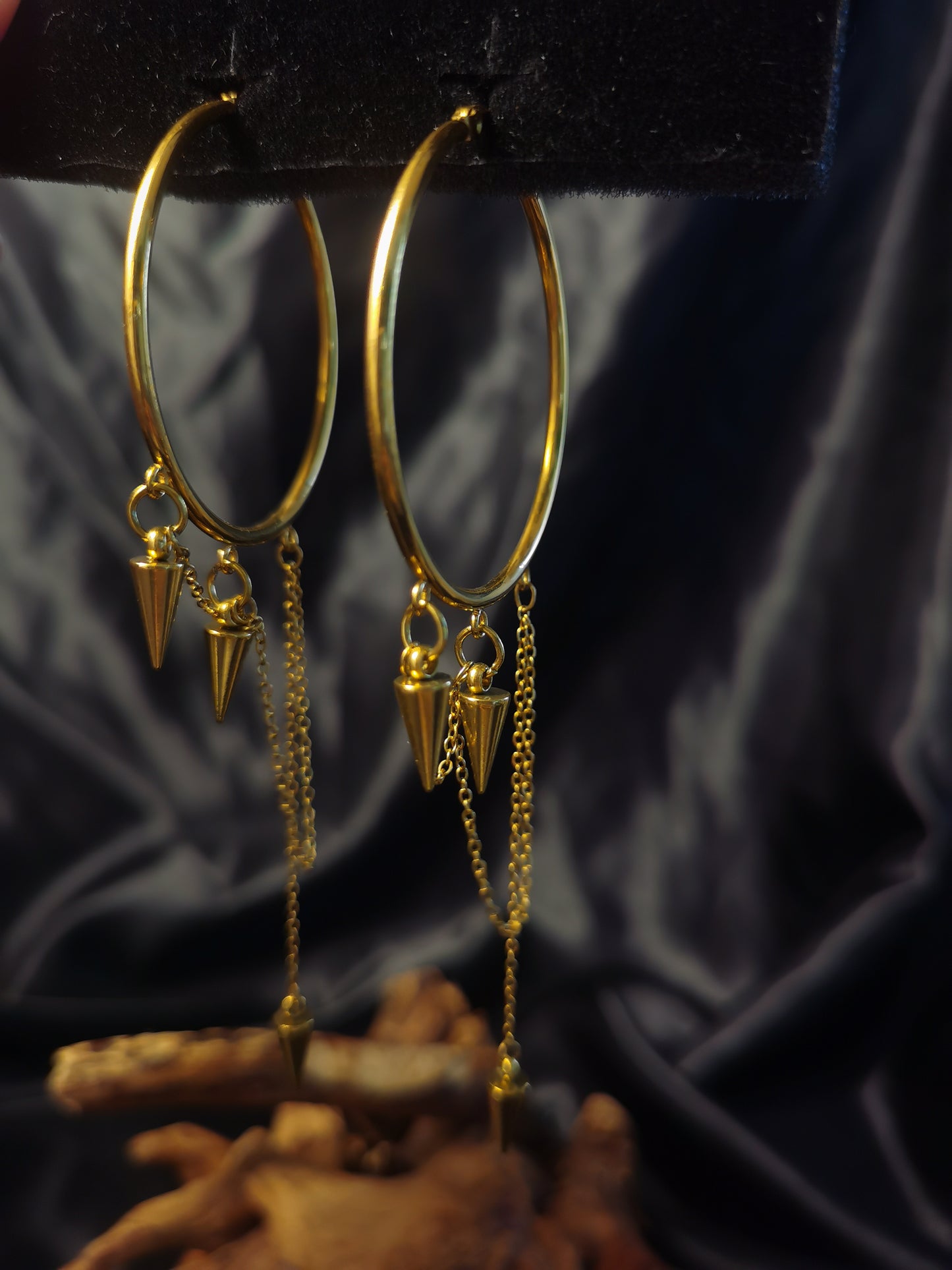 Original Hoop Rivet Chain Earrings 18k gold-plated Titanium Steel GMJE028
