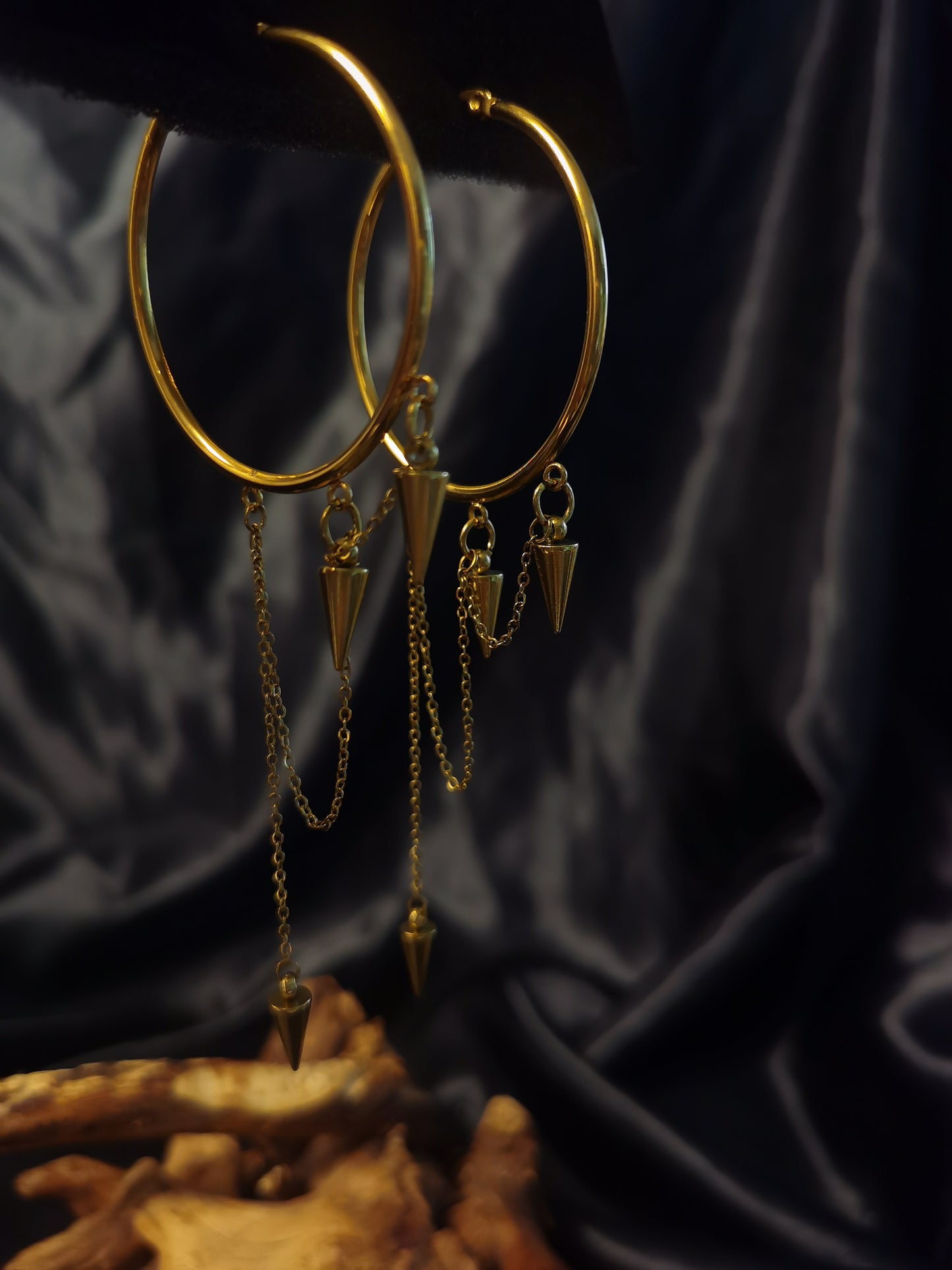 Original Hoop Rivet Chain Earrings 18k gold-plated Titanium Steel GMJE028