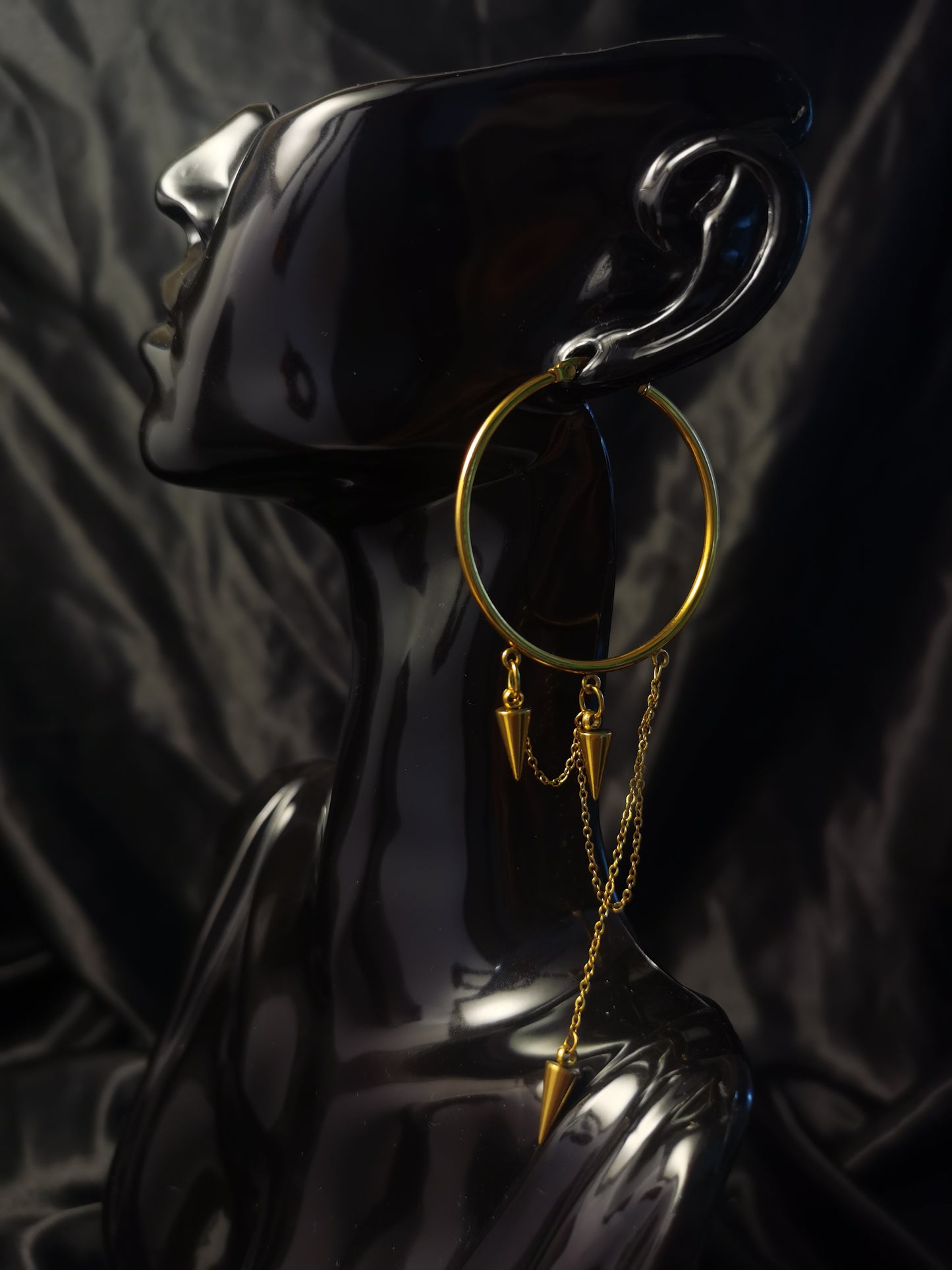 Original Hoop Rivet Chain Earrings 18k gold-plated Titanium Steel GMJE028