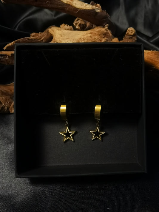 Huggie Star Ohrringe 18 Karat vergoldeter Titanstahl GMJE030