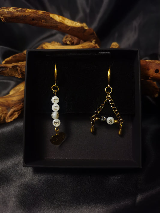 Ear hook love initials Earrings 18k gold-plated Titanium Steel GMJE043