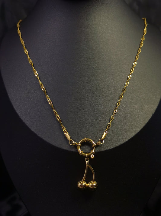Cherry Necklace 18k gold-plated Titanium Steel Twisty chain Trendy Jewelry 2025 GMJN017