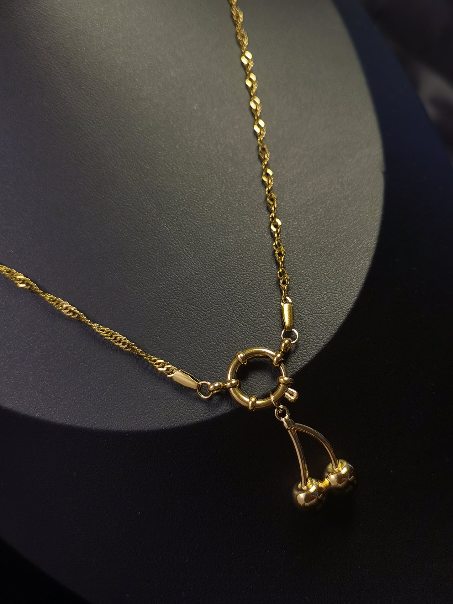 Cherry Necklace 18k gold-plated Titanium Steel Twisty chain Trendy Jewelry 2025 GMJN017