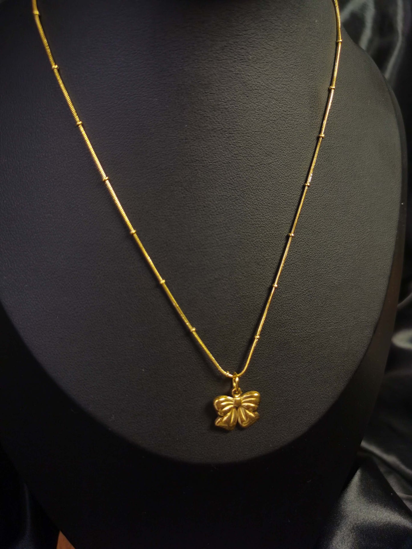 Bow Knot Necklace 18k gold-plated Titanium Steel Ball chain Trendy Jewelry 2025 GMJN024