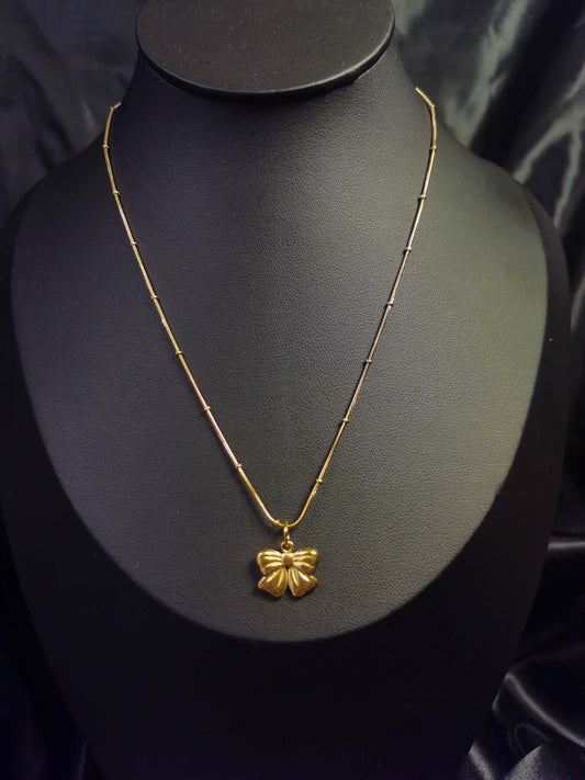 Bow Knot Necklace 18k gold-plated Titanium Steel Ball chain Trendy Jewelry 2025 GMJN024