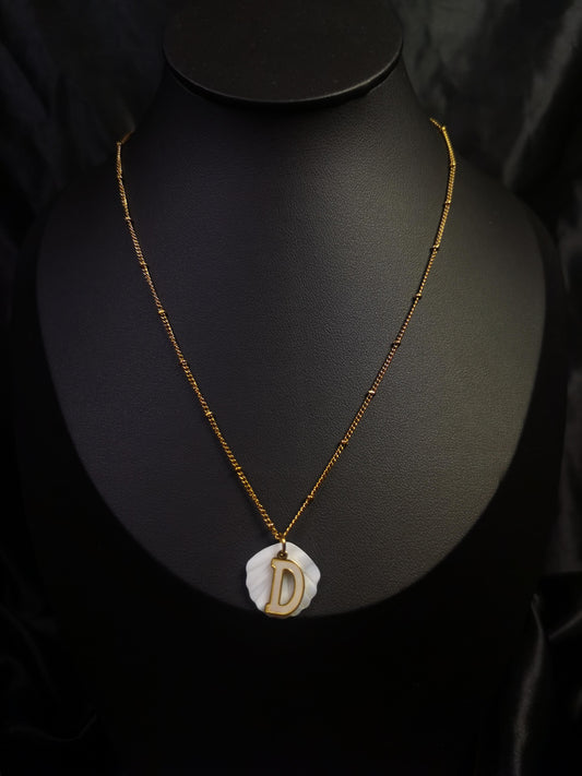 Shell Name Initial Necklace 18k gold-plated Titanium Steel Ball chain Trendy Jewelry 2025 GMJN021