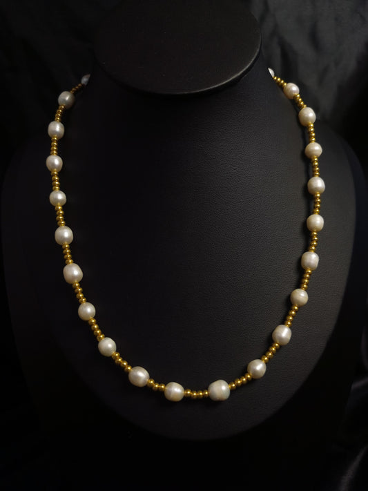 Freshwater Pearl Chain Necklace 18k gold-plated Titanium Steel Trendy Jewelry 2025 GMJBC018