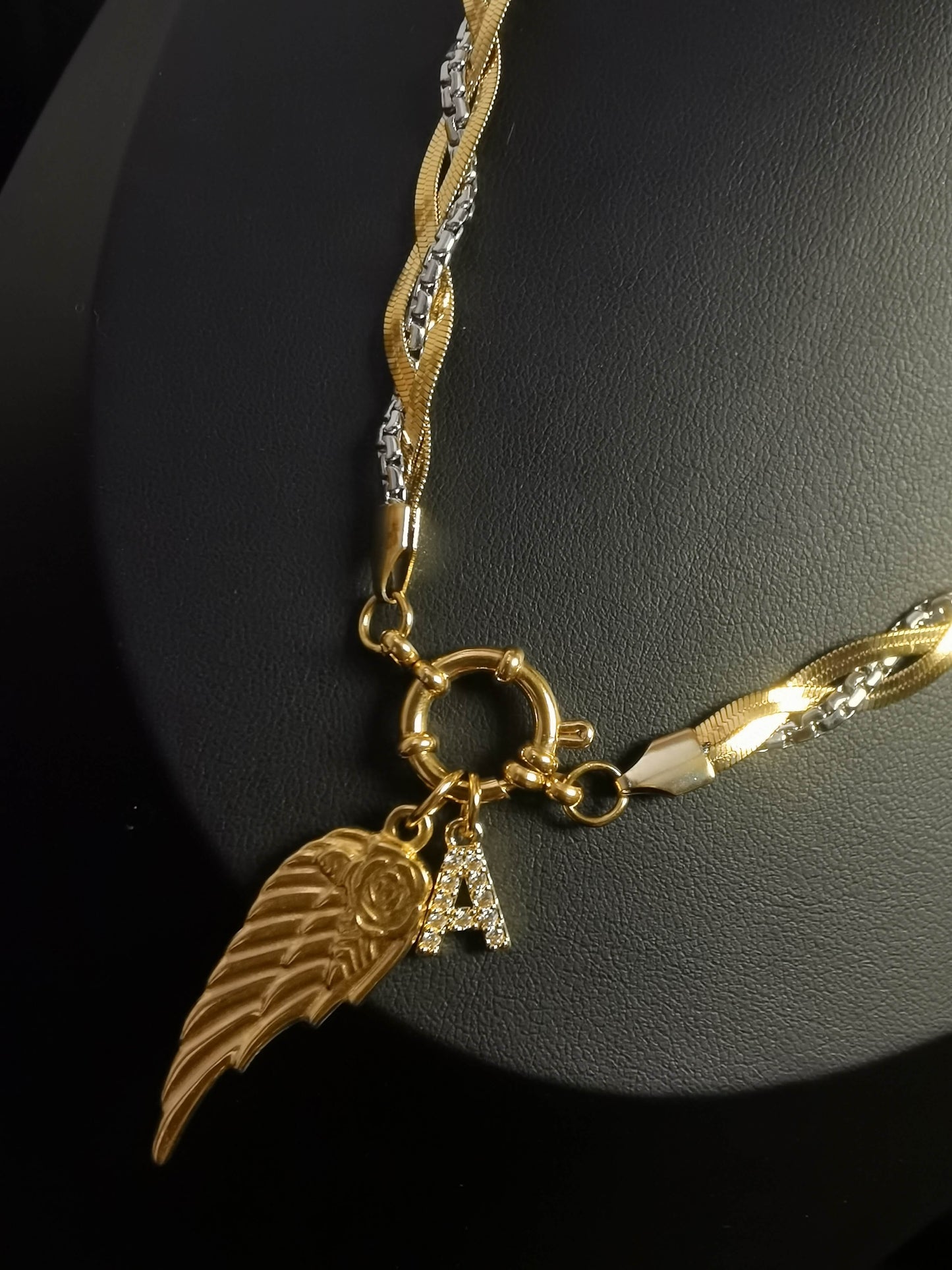 Name Initial Necklace 18k gold-plated Titanium Steel multiple chain Trendy Jewelry 2025 GMJN037