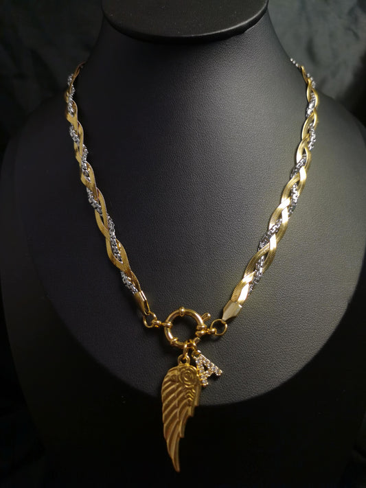 Name Initial Necklace 18k gold-plated Titanium Steel multiple chain Trendy Jewelry 2025 GMJN037