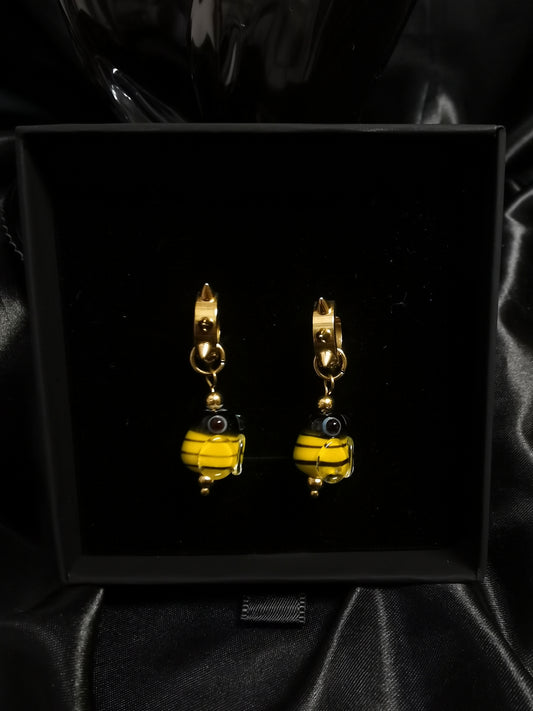 Hoop Earrings 18k gold-plated Titanium Steel Rivet glass GMJE050