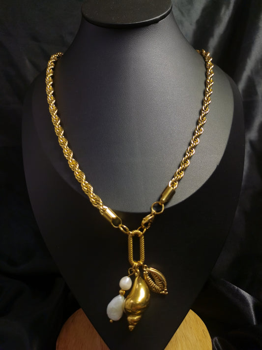 Beach Jewelry Necklace 18k gold-plated Titanium Steel Rope chain Trendy Jewelry 2025 GMJN040