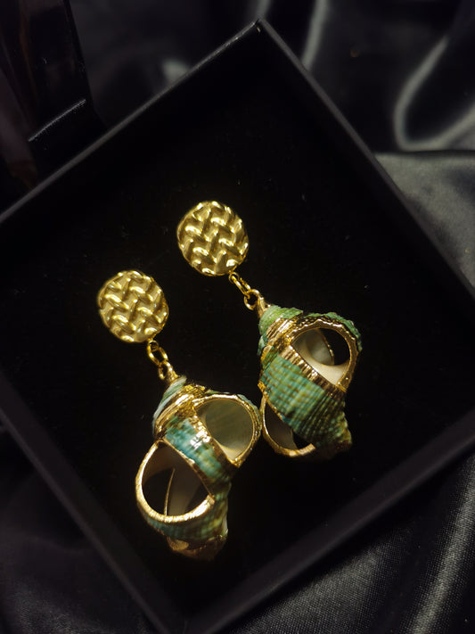 Button Earrings 18k gold-plated Titanium Steel Shell GMJE052